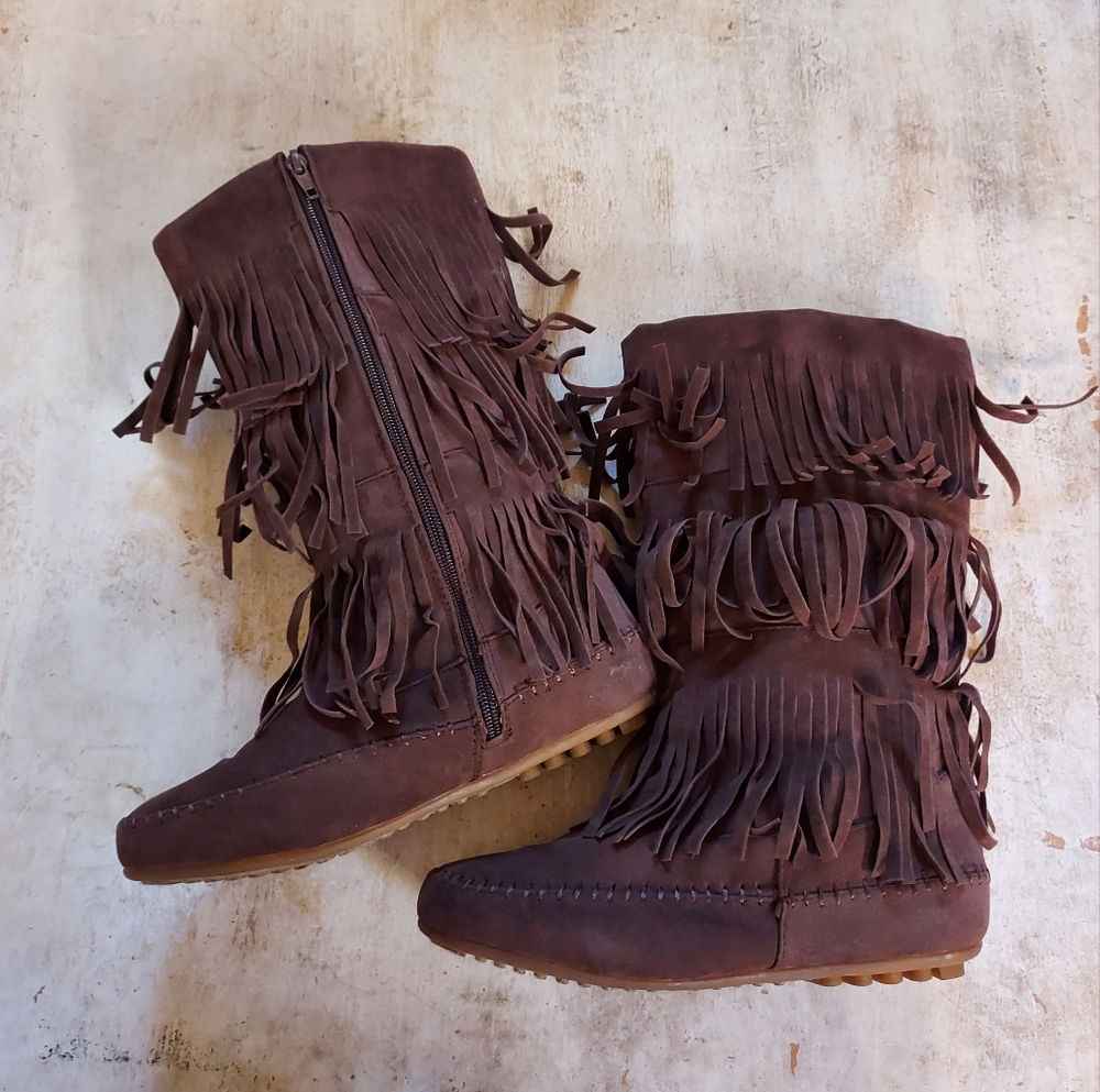Suede Fringe Boots
